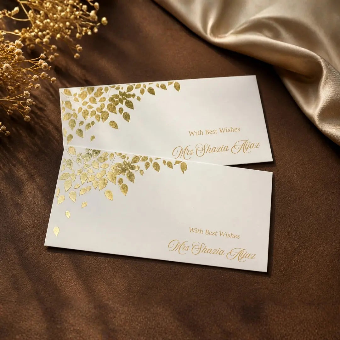 Leaves White Floil Envelope