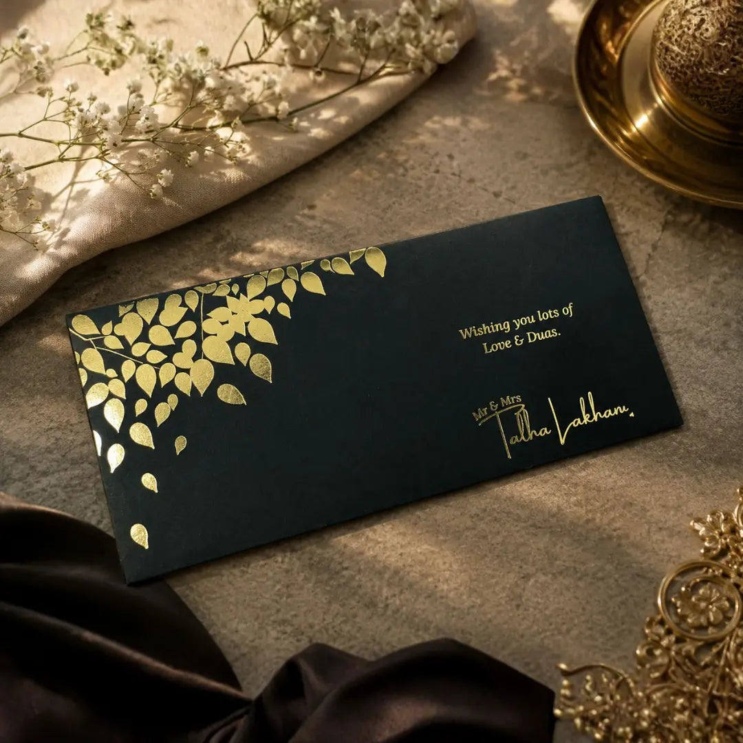 Floral Black Foil Envelopes