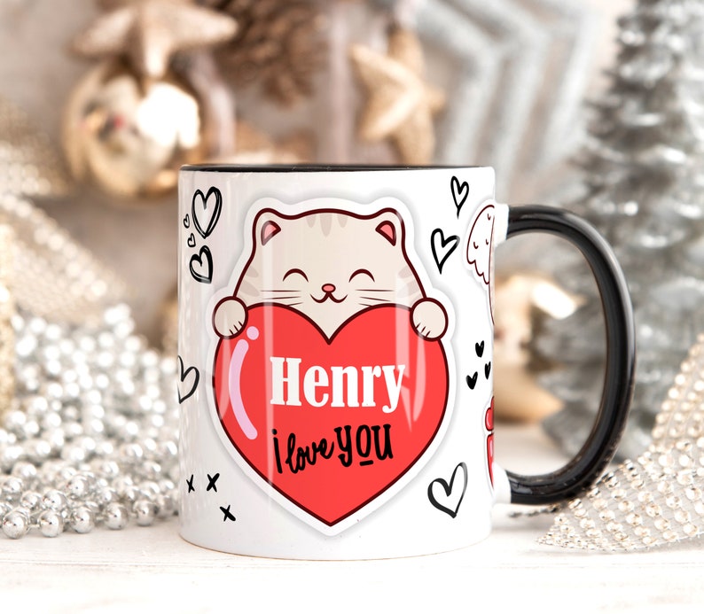 Meow Love Heart Art Mug (Free Delivery)