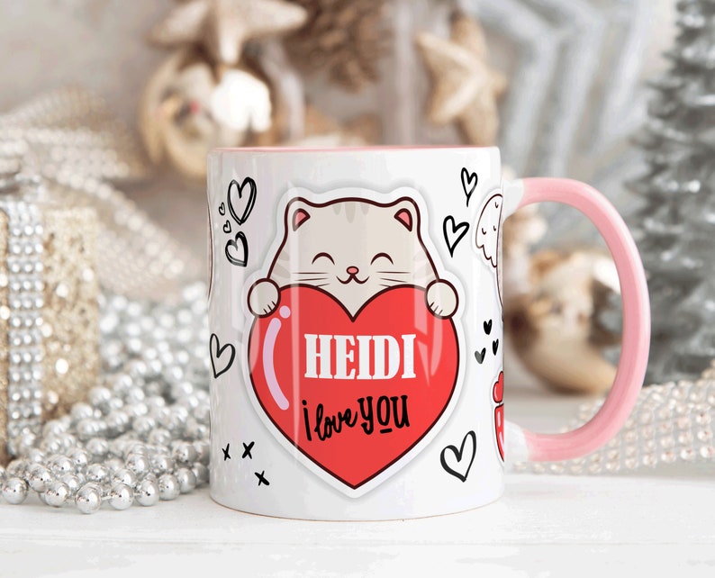 Meow Love Heart Art Mug (Free Delivery)