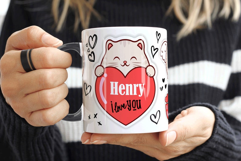 Meow Love Heart Art Mug (Free Delivery)