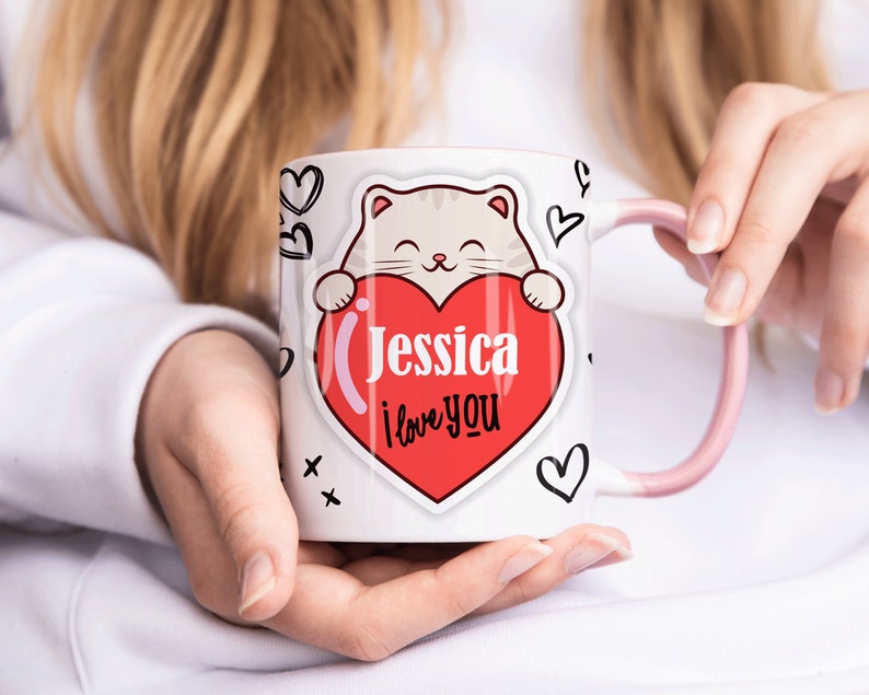 Meow Love Heart Art Mug (Free Delivery)
