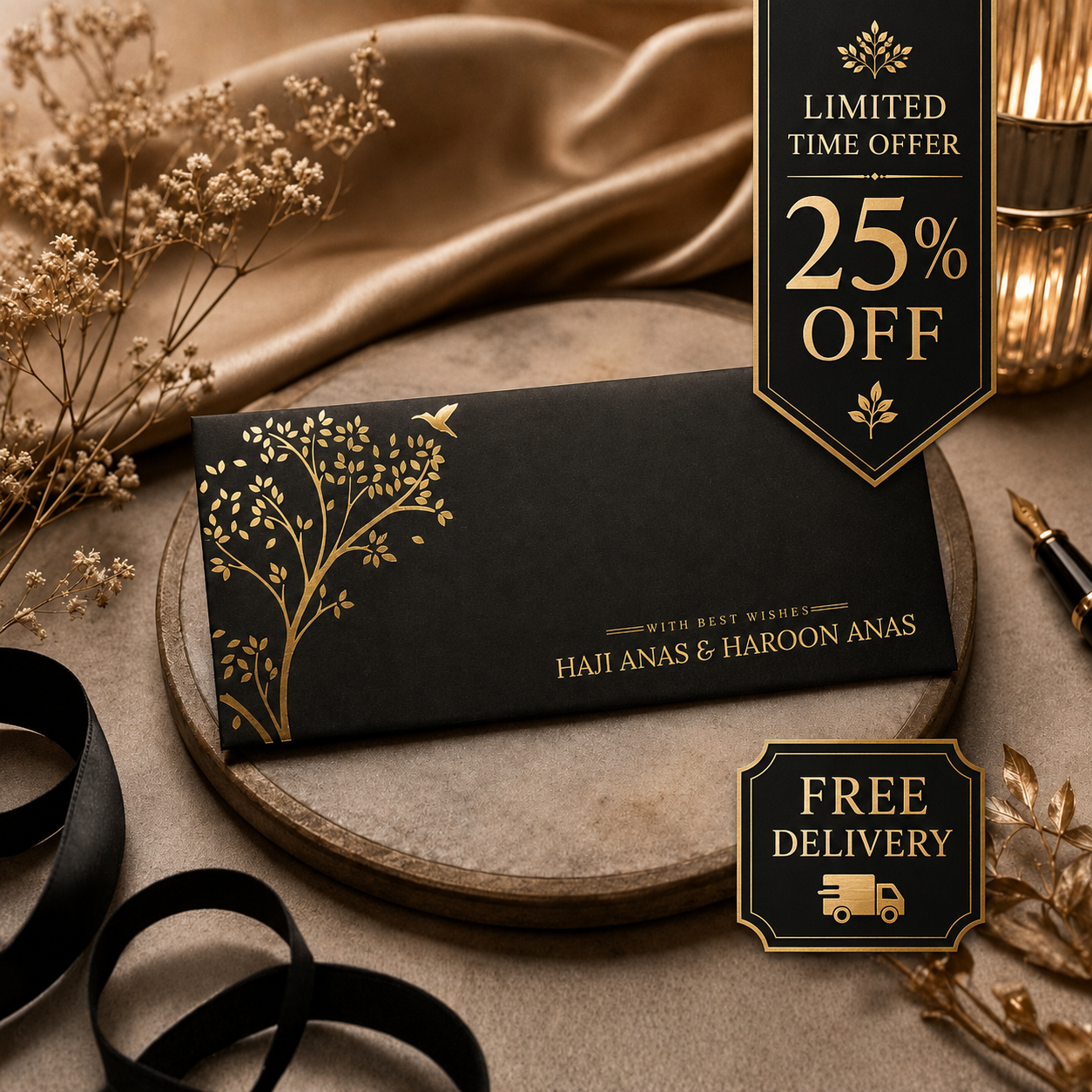 Bird Foil Black Envelopes