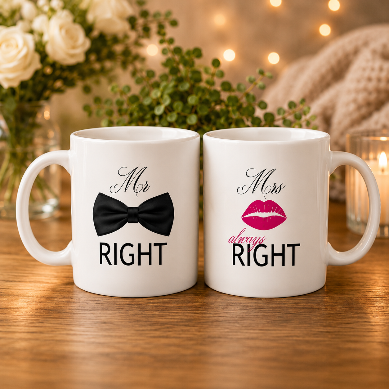 Mr Right & Mrs Alway Right Customized Couple Mug Set