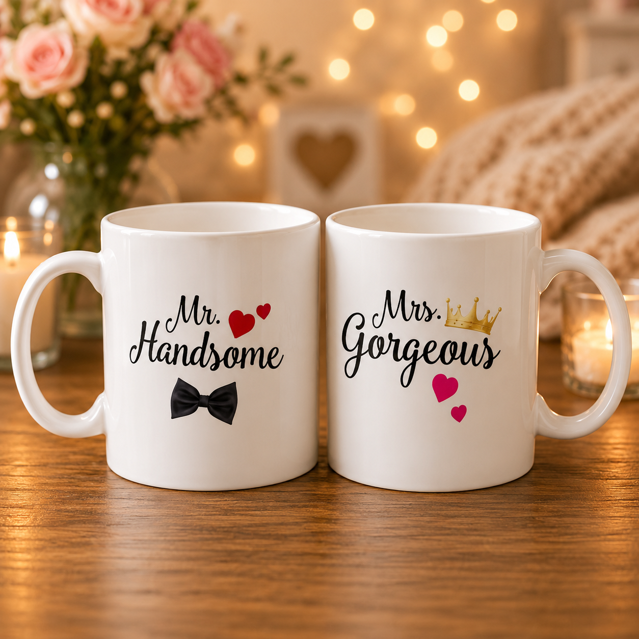 Mr handsome & Mrs Gorgeous Customized Couple Mug Set