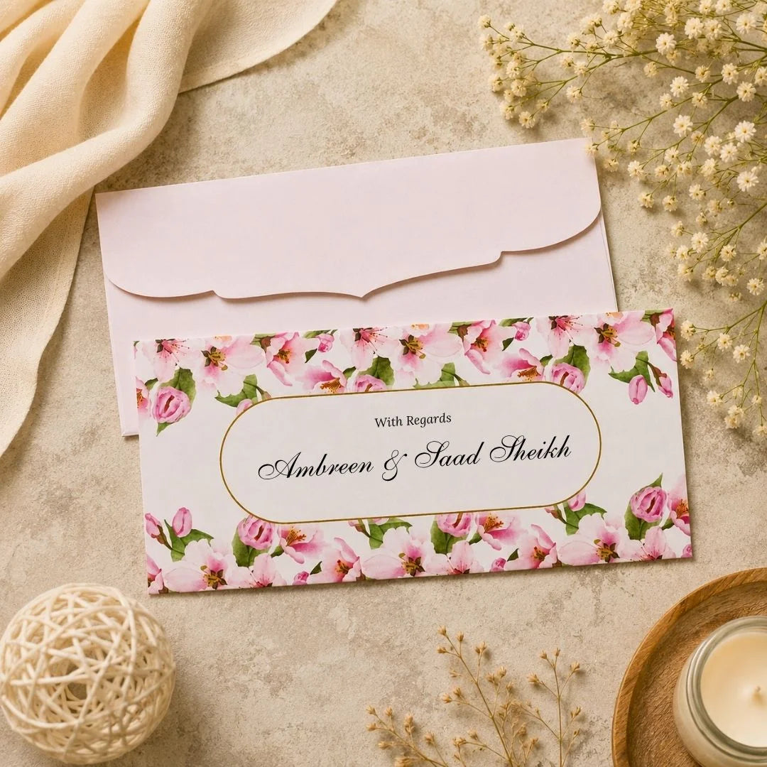 Pink Blossom Floral Customized Envelopes