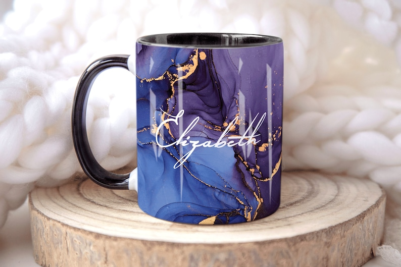 Blue Purple Marble Mug Elizabeth Design (Free Delivery)