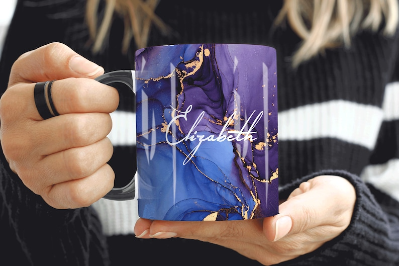 Blue Purple Marble Mug Elizabeth Design (Free Delivery)