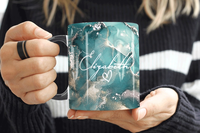 Aqua Waams Marble Mug Elizabeth Design (Free Delivery)