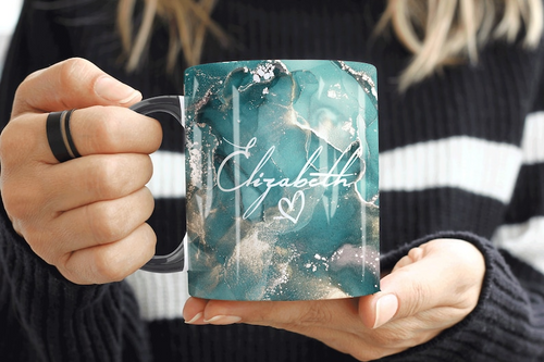 Aqua Waams Marble Mug Elizabeth Design (Free Delivery)