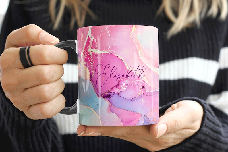 A. Pink Gold Marble Mug Elizabeth Design (Free Delivery)