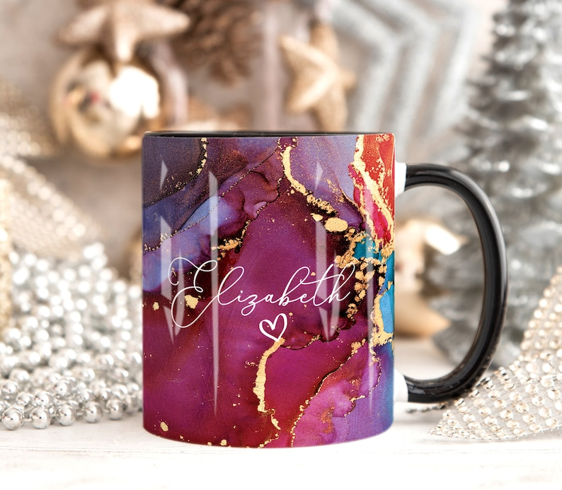 A. Purple Marble Mug Elizabeth Design (Free Delivery)