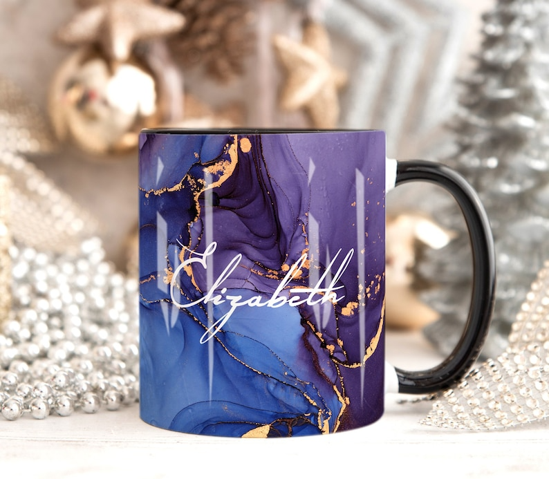 Blue Purple Marble Mug Elizabeth Design (Free Delivery)