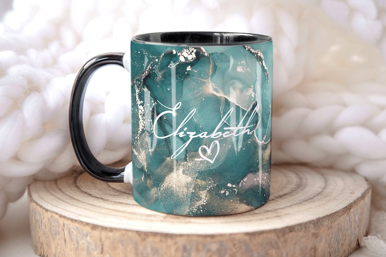 Aqua Waams Marble Mug Elizabeth Design (Free Delivery)