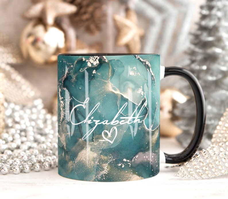 Aqua Waams Marble Mug Elizabeth Design (Free Delivery)
