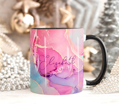 A. Pink Gold Marble Mug Elizabeth Design (Free Delivery)