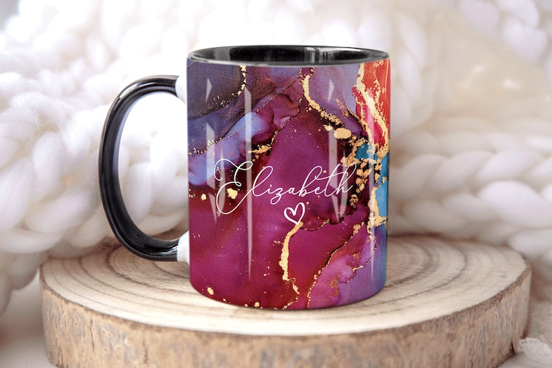 A. Purple Marble Mug Elizabeth Design (Free Delivery)