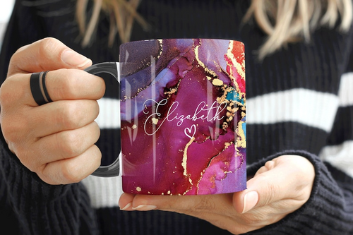 A. Purple Marble Mug Elizabeth Design (Free Delivery)