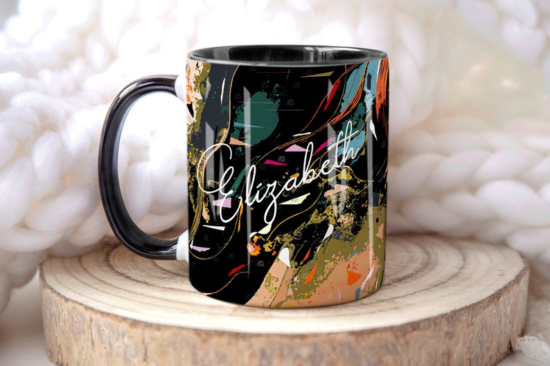 Black Qazif Abstract Art Mug (Free Delivery)