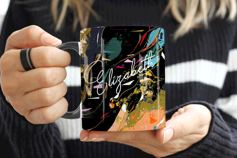Black Qazif Abstract Art Mug (Free Delivery)